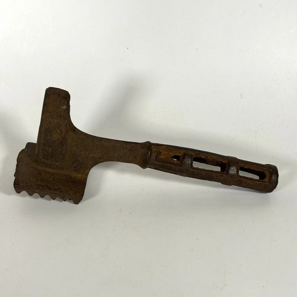 Antique‎ Cast Iron Meat Tenderizer Kitchen Tool Ice Hammer Rustic Kitchen Tool